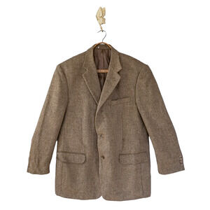 Oleg Cassini Men Herringbone Wool Blazer Preppy Academia Grandpa Tweed Sportcoat